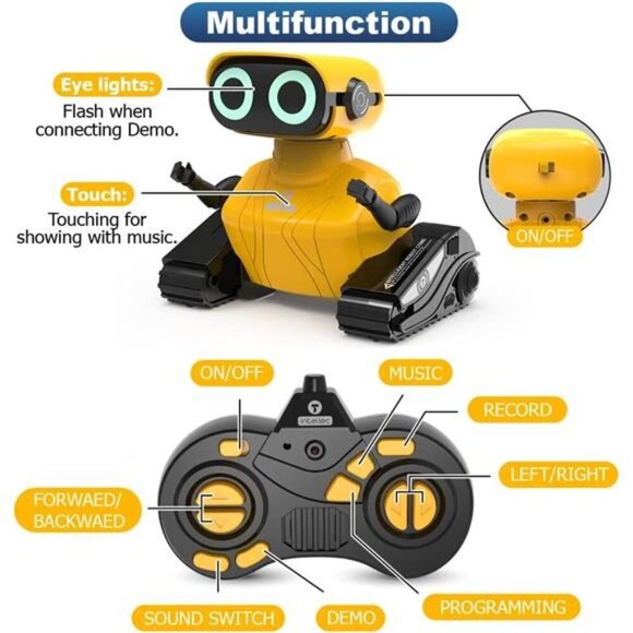 Boy Robot Toys, Rechargeable Remote Control Robot Toy with Touch Sense Recording - Picture 5 of 7